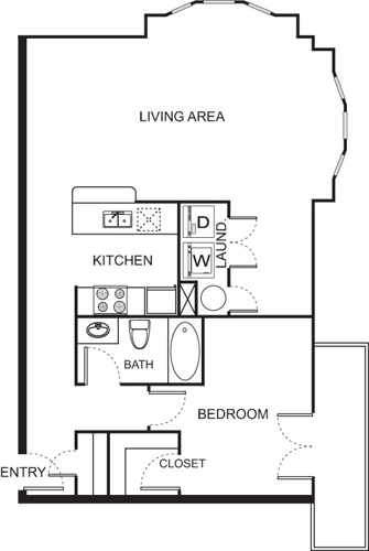 One Bedoom 2122 Floorplan Image